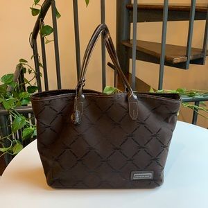 Vintage Longchamp tote - cloth brown patterned